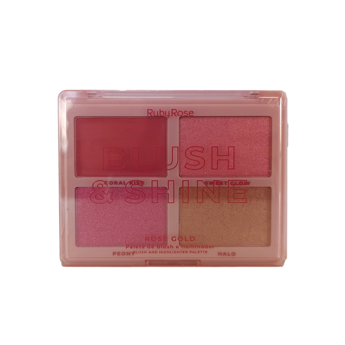 Paleta Blush & Iluminador Blush Shine Rose Gold Hbm1001-1 Ruby Rose