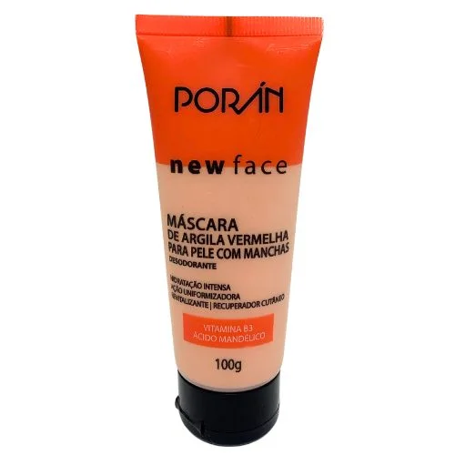Máscara New Face Argila Vermelha Para Pele com Manchas Porán